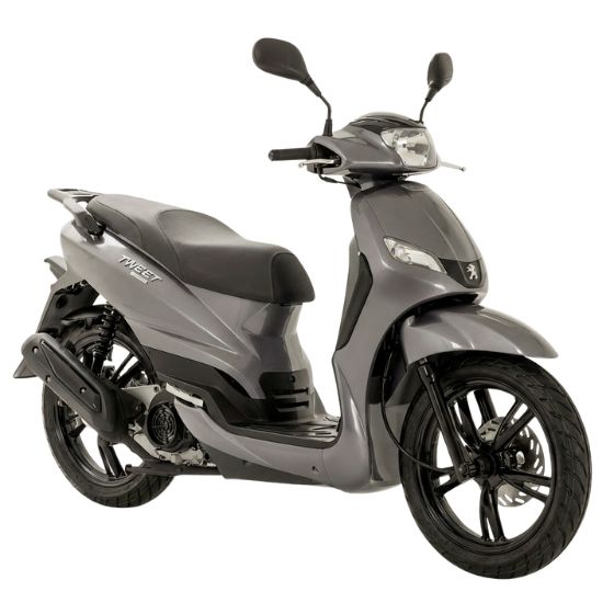 Modern Grey Peugeot Tweet 125cc high-wheel scooter rental in Positano - Fratelli Milano