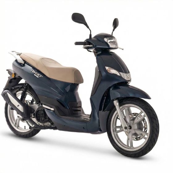 Midnight Blue Peugeot Tweet 125cc high-wheel scooter rental in Positano - Fratelli Milano